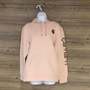 Carhartt Blush Hoodie with Logo Sleeve